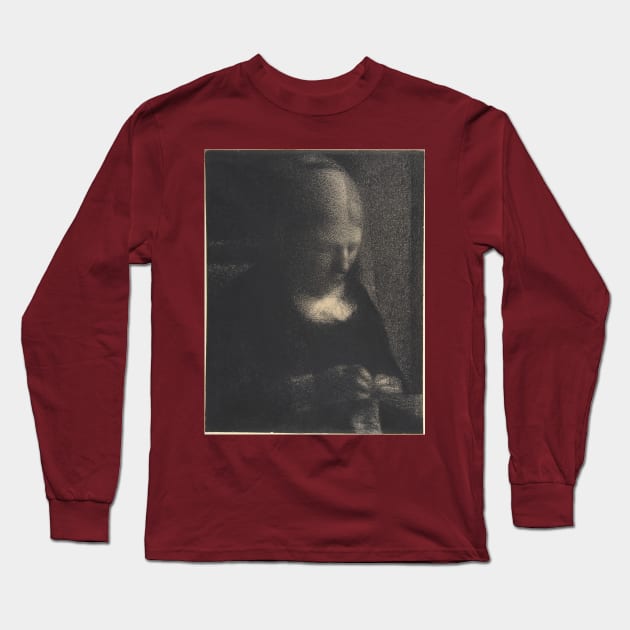 Embroidery; The Artist's Mother Long Sleeve T-Shirt by GeorgesSeurat